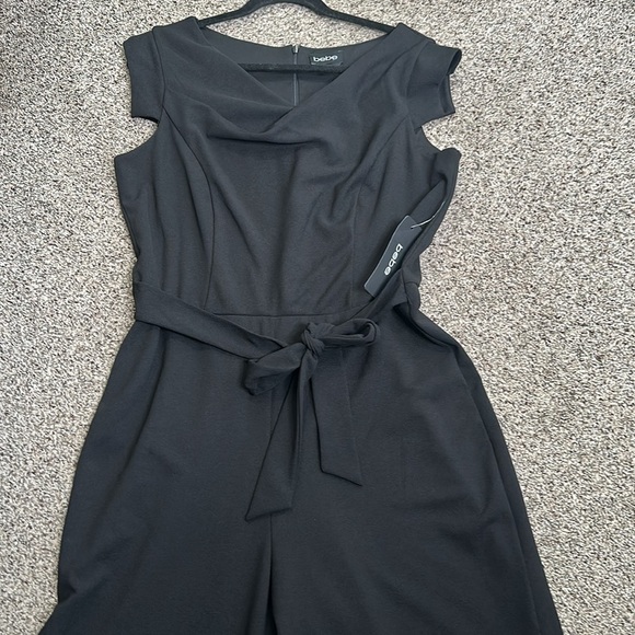 Bebe jumpsuit wide leg slits side black size 14 new - Picture 11 of 13